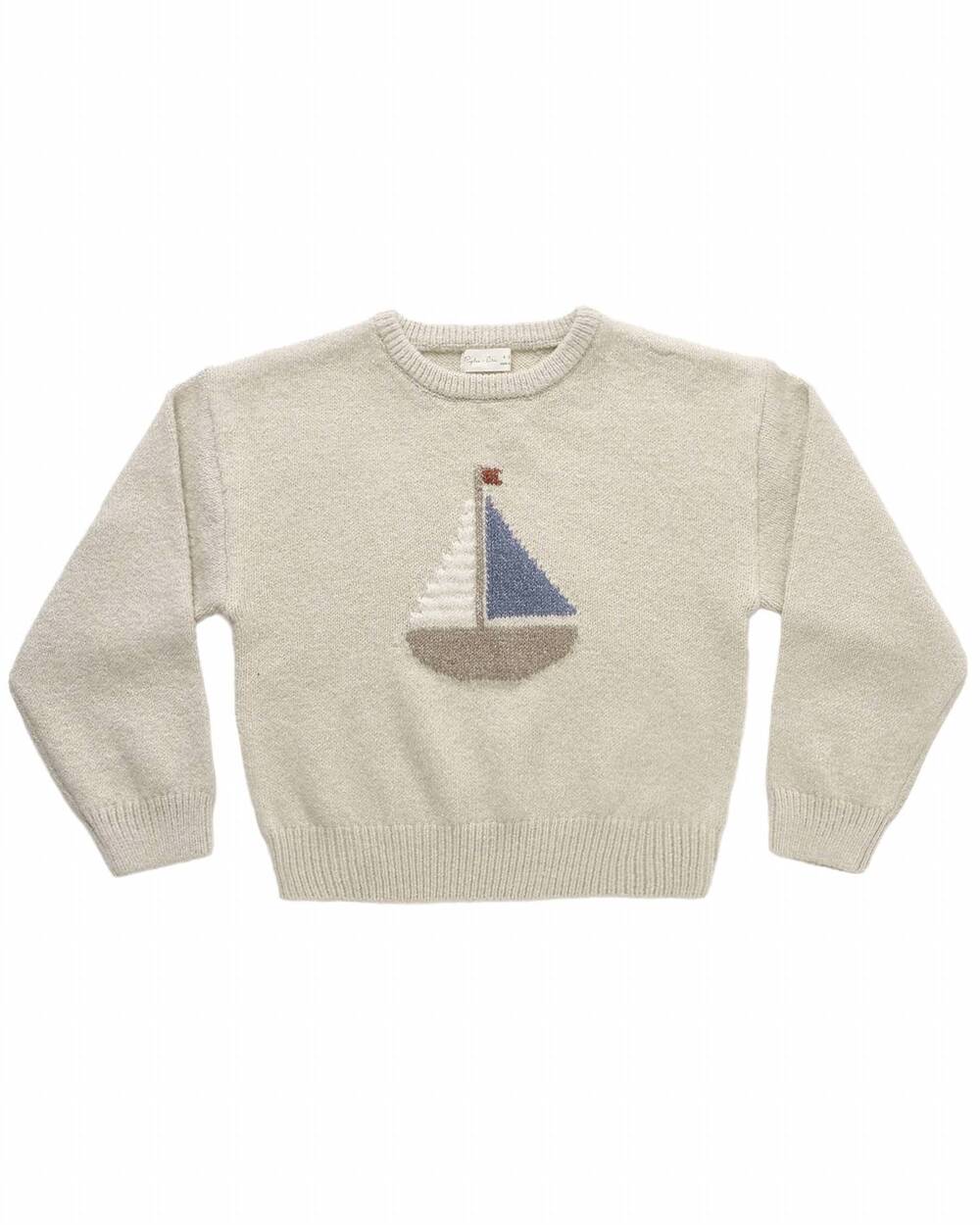 NEW RYLEE + CRU kid's aspen sweater in pebble/sailboat